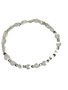 Green amethyst and rainbow moonstone bracelet handmade stretchy